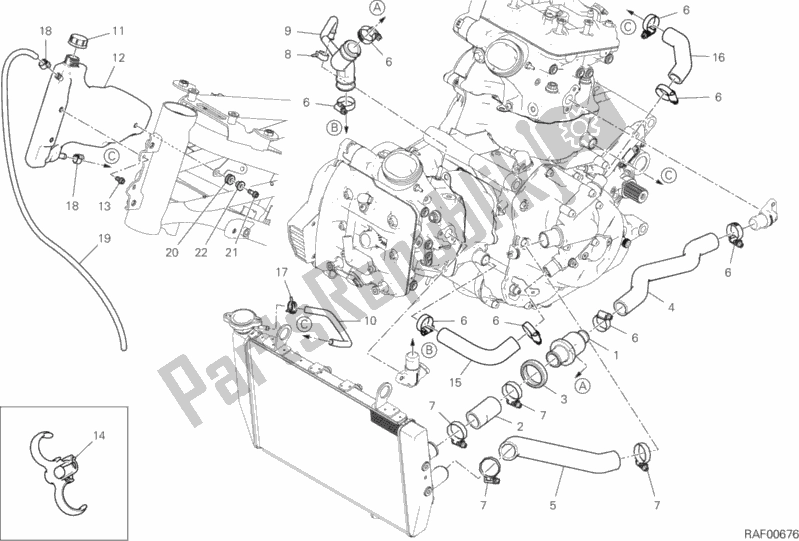 All parts for the Cooling Circuit of the Ducati Multistrada 1260 Touring 2020